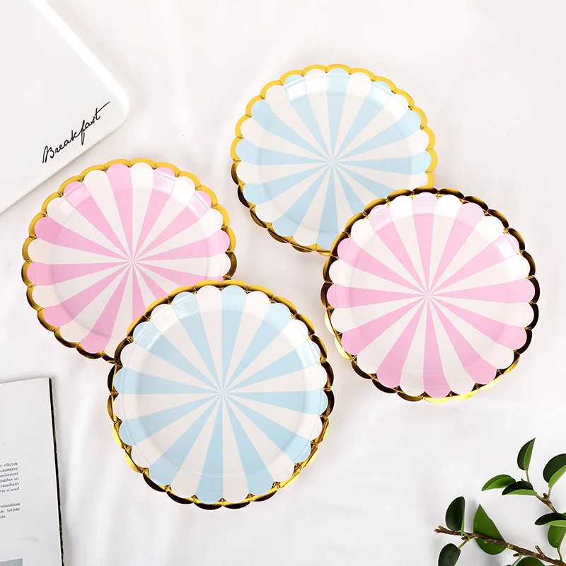 10PCS/set Gilding Disc Disposable Plates Cake Paper Pan DIY Decoration Kids Birthday Party Wedding Tableware Supply
