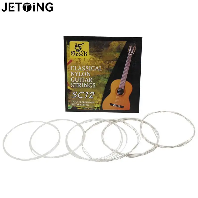 Jeu de cordes de guitare classique SC12, 6 pièces de haute qualité, noyau  en Nylon noir, enroulé en cuivre plaqué argent