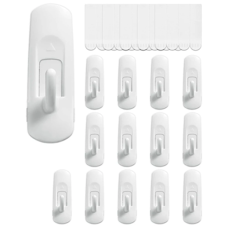 

1Set 14 Hooks+20 Strips, Utility Hooks Organize Damage-Free Hanging Hooks Heavy Duty Hooks No Tools Wall Hooks Fit For Hanging