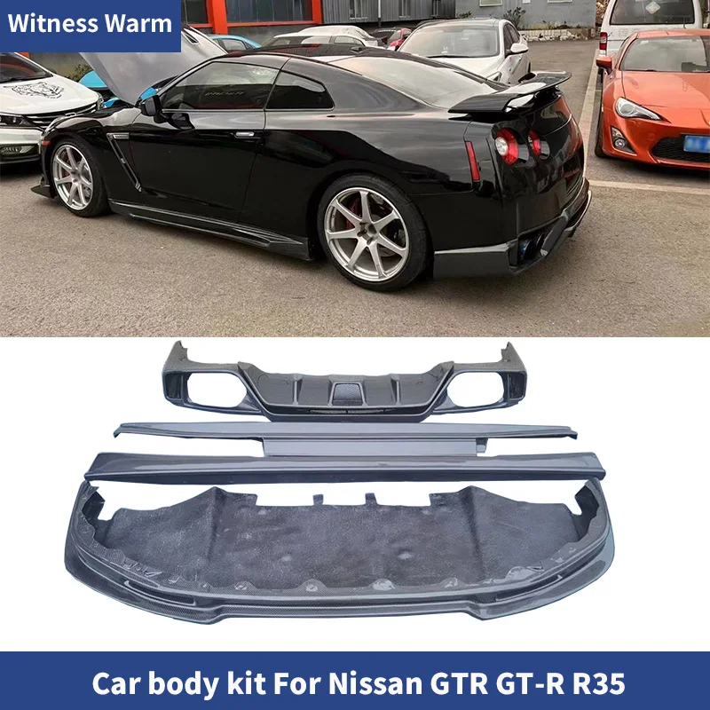 

For Nissan R35 GTR Carbon Fiber Front Lip Rear Diffuser Bumper Chin Spoiler Side Skirt Door Side Splitter body kit 2009-2015