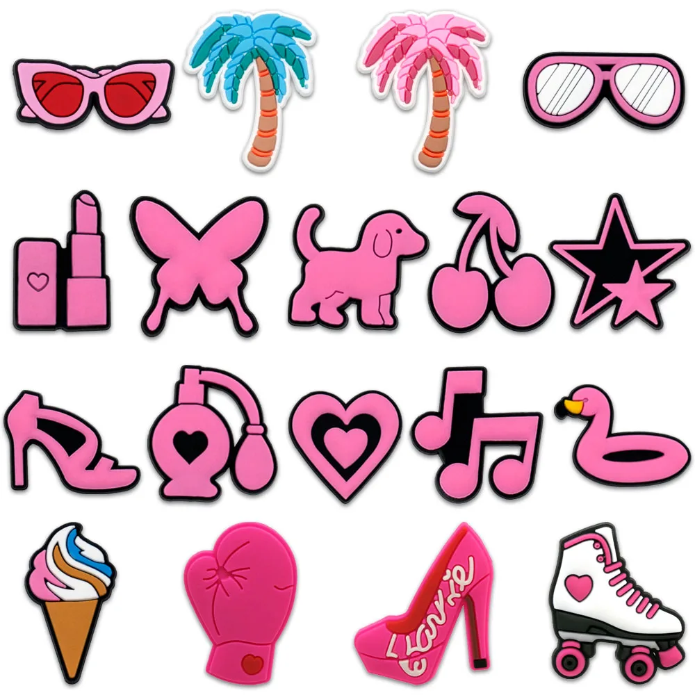 1pcs Y2K Pink Shoe Charms for Women Shoe Decorations Pins for Girls Gifts Clog Buckle Shoe Accessories Palm Tree Fit Wristband