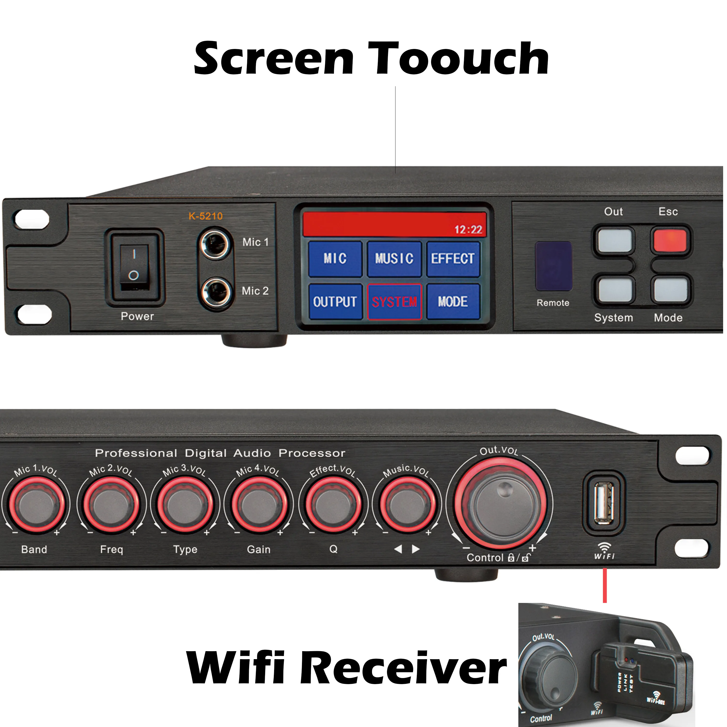 Leicozic K5210 DSP Professional Digital Signal Processor Touchable Screen With Software Control/ Wifi / USB Effect Processador