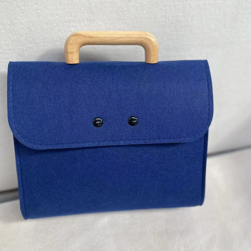 Premium Felt Gift Tote Bag Wood Handle Luxury Packaging 24x18x9cm Reusable Boutique Carrier for Business/Christmas/Wedding