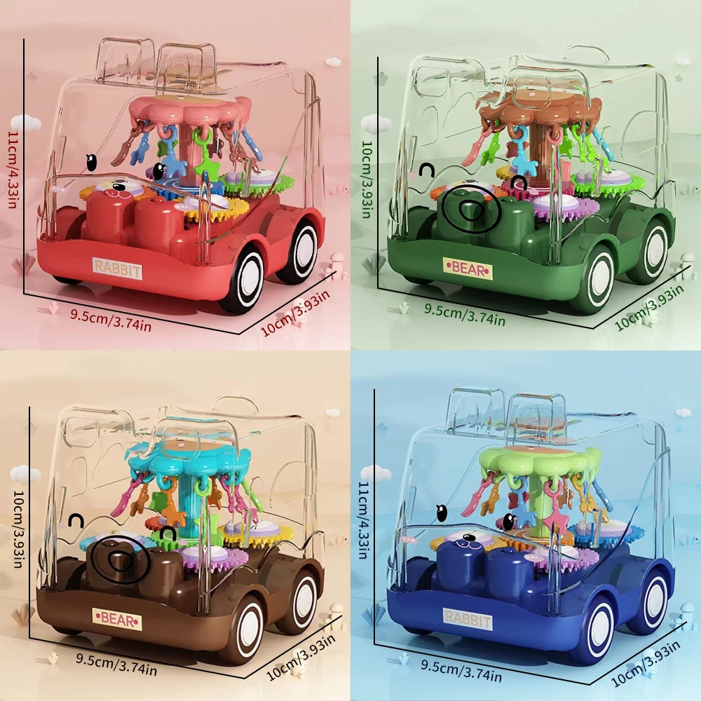 Walking Transparent Gear Car Toys for Kids Cartoon Animal Inertia Children's Bus Model Toy Pull Back Car Vehicles Toys Boys Gift - 6