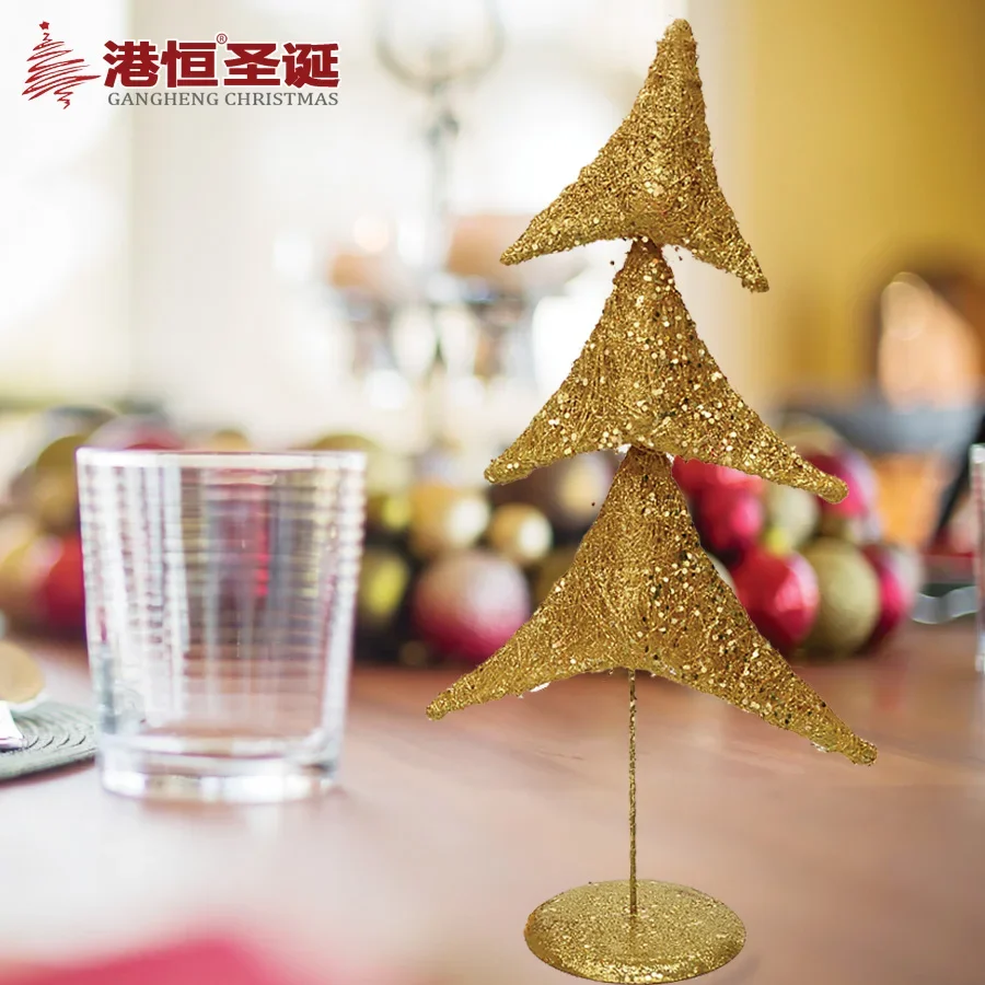 

Рождественские украшения, 40 см, липкая пудра, железная настольная декоративная трехслойная мини-Рождественская елка 150 г