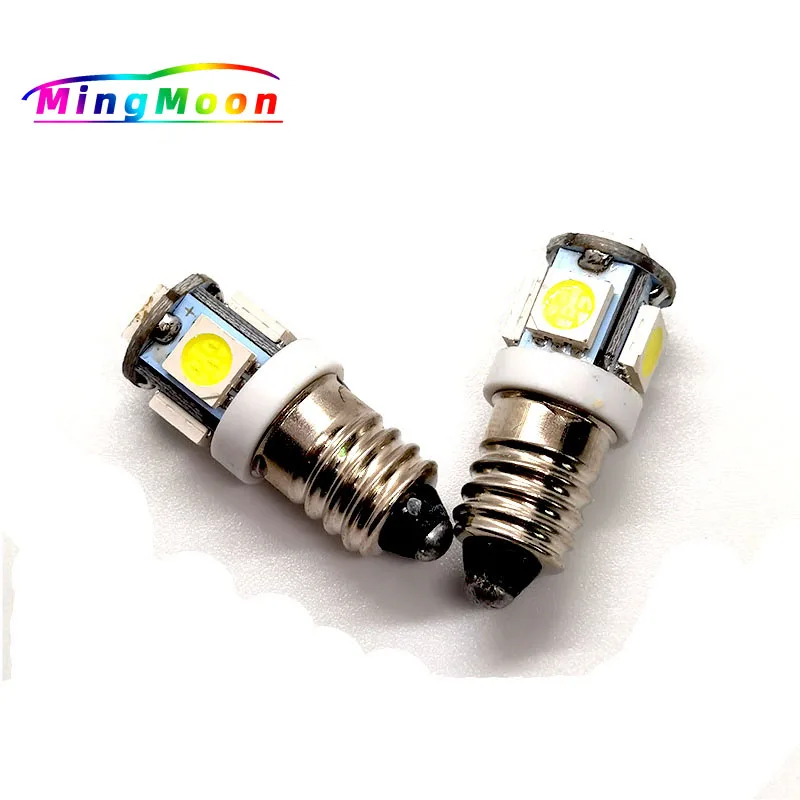 

100PCS 6V 6.3V DC 12V E10 5050 5 SMD LED Light Bulb Car Styling White Blue Red Amber Green Auto Indicator Bulbs