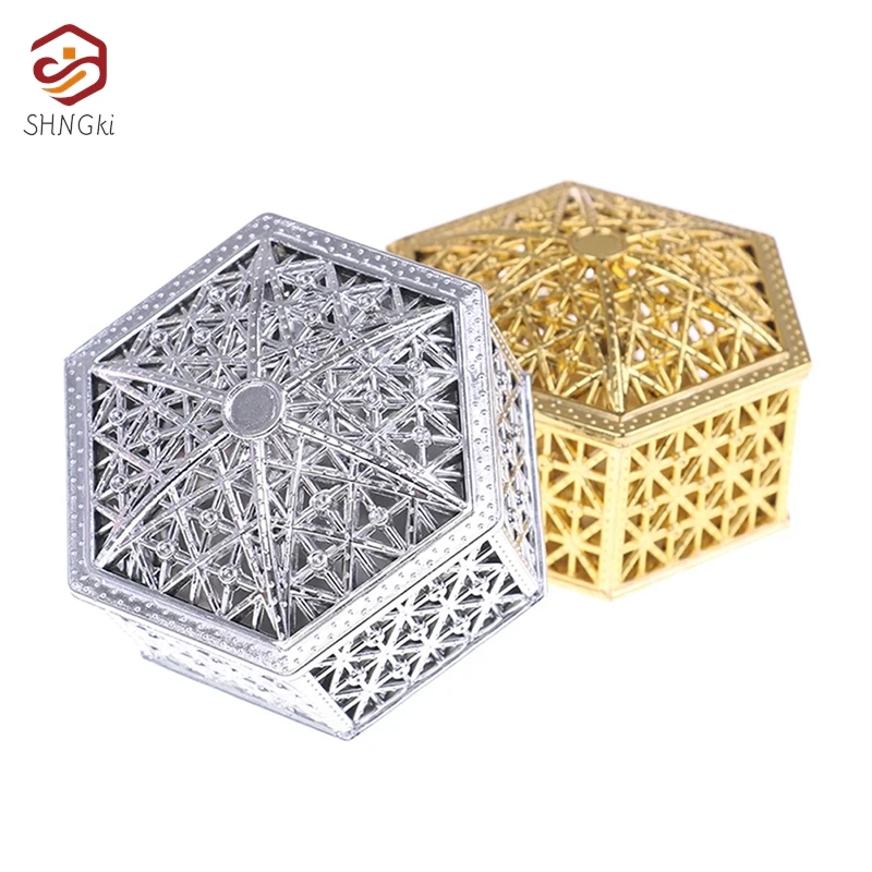 1Pc Scatola Di Caramelle Esagonale In Plastica Creativa Scatole Regalo Di Cioccolato Vintage Da Sposa 7*4 Cm(D * H)