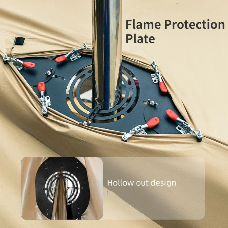 

New Firewood Stove Pipe Insulation Flame Protection Plate Tent Stove Jack Camping Stove Jack with Chimney Hole for Hot Tent