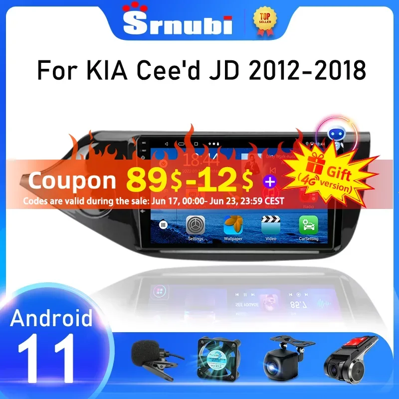 

2Din Android 11 Carplay Stereo Car Radio for Kia CEED Ceed 2 JD 2012 - 2018 Multimedia Video Player Navigation GPS DVD Head Unit