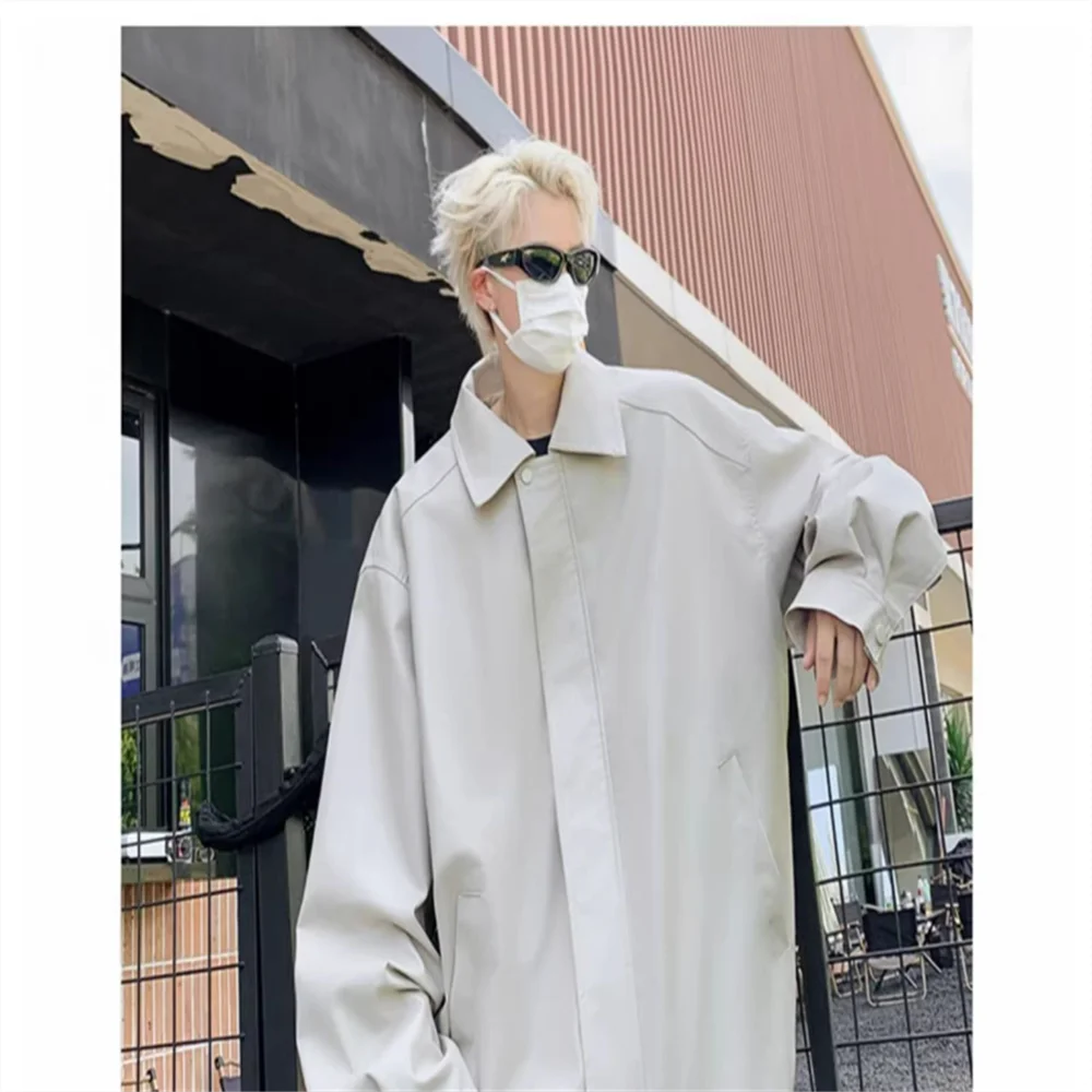 American vintage black leather coat men's senior sense of spring and autumn ruffiai shoulder padded jacket motorcycle suit