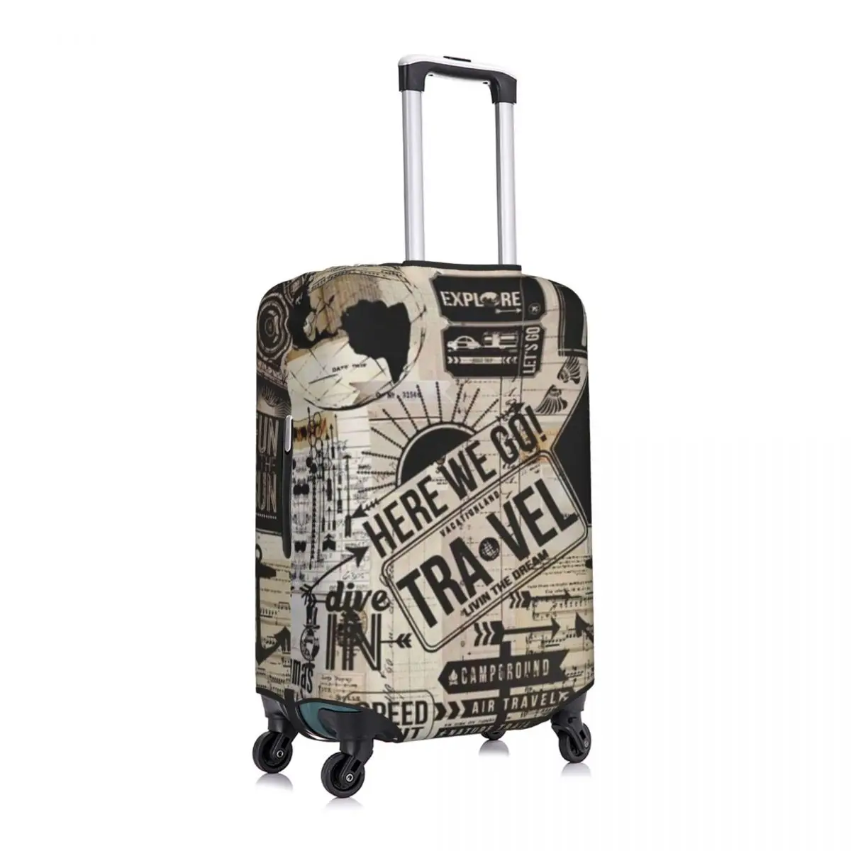 Travel City Doodle Suitcase Cover Vintage Elastic Cruise Trip Protector Luggage Accesories Vacation 3