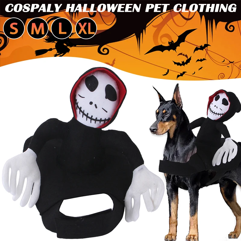 

Pet Turned Into A Cat And Dog Costume Party Funny Dress Skull Riding Coat Halloween Pet Cosplay Costume S/m/l