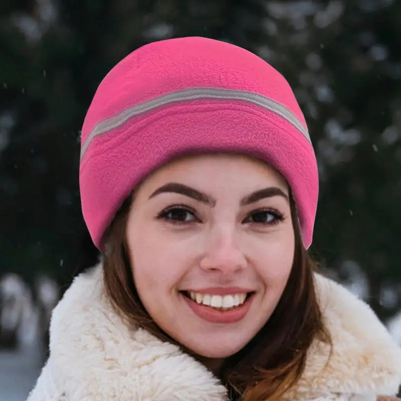 Reflective Winter Hat Winter High Visibility Unisex Beanie Warm Cuffed Hat Safety Beanie Reflective Windproof