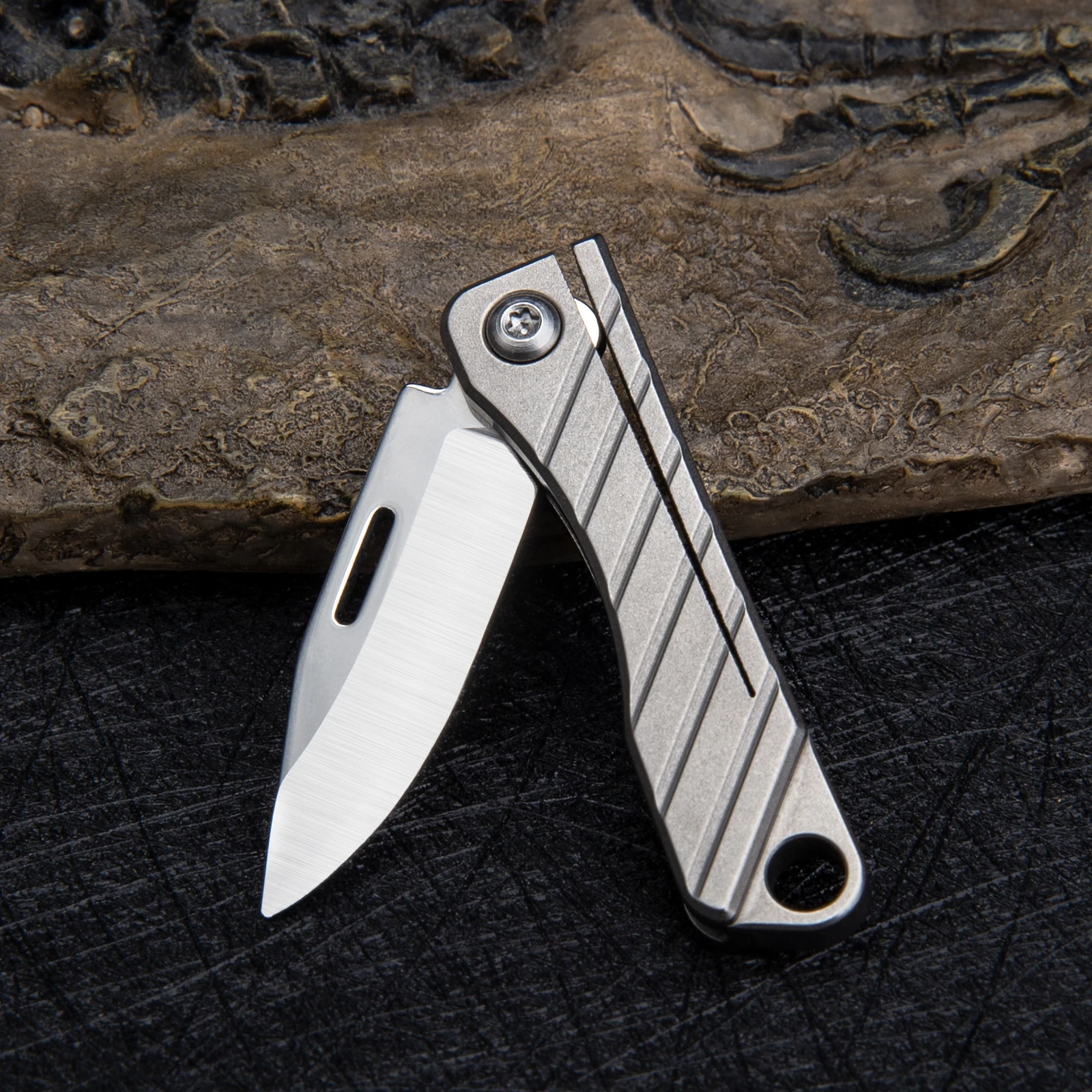 Tc4 titanium alloy mini folding knife edc portable keychain pendant knife express unpacking pocket knife gift edc tool - top knives