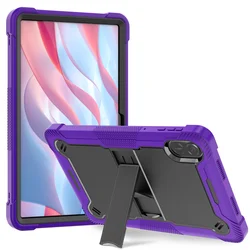 Heavy Duty Shockproof Armor Stand Tablet Case - Universal Fit, Kid - Friendly Silicone & PC Construction for Honor Pad X8 Pro (Purple - Black)