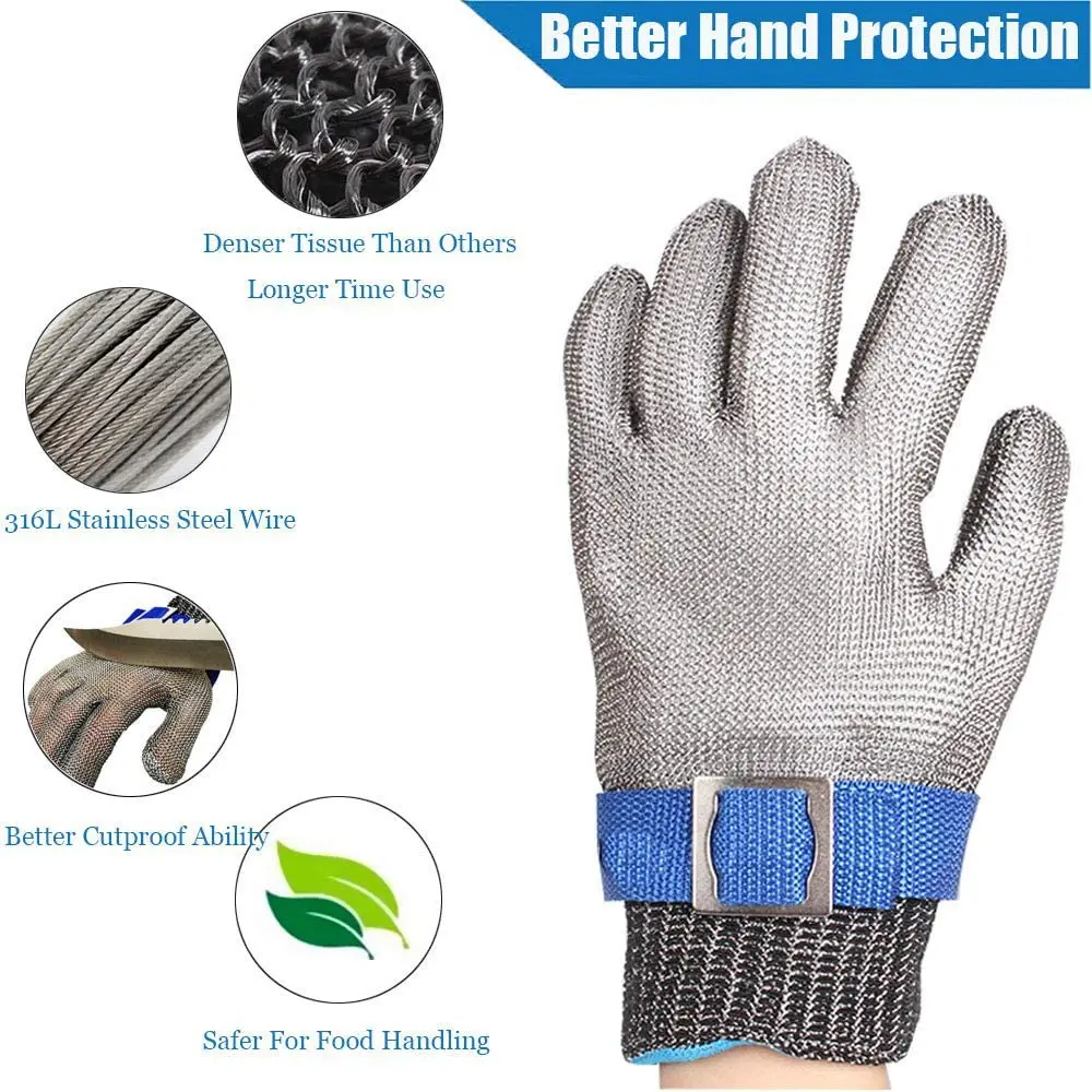 Stainless Steel Wire Gloves Anti-cut Cut-resistant Woven Safety Working Gloves Cutting Fish-killing Metal Iron Kitchen Gloves