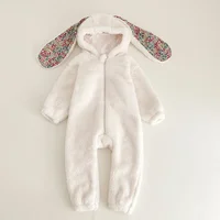 Autumn Winter Baby Girls Boys Rabbit Romper Newborn One-piece Jumpsuit Hooded Pajamas Boys Plush Homewear Outfits Baby Costume 4
