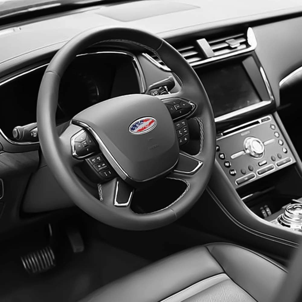 Car Steering Wheel Badge Sticker For Ford Mondeo Explorer Edge Focus Fiesta Kuga Transit Ecosport Escape Mustang Ranger