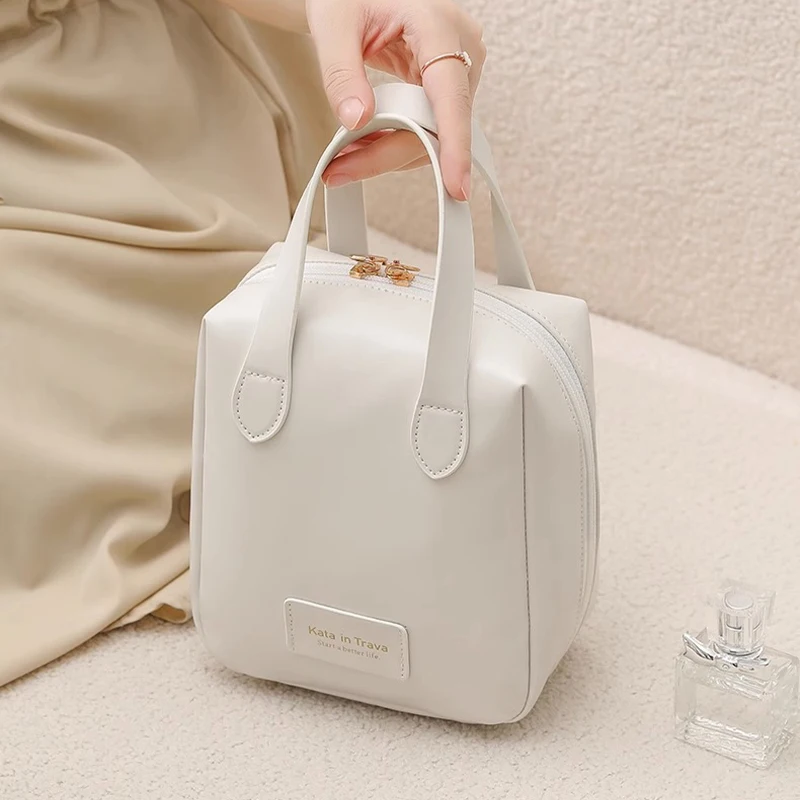 Portable Pu Leather Cosmetic Bag Waterproof Travel Makeup Bag Storage Bag Large Capacity Skin Care Storage Bag