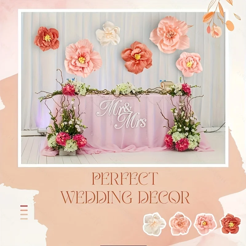 12er-Pack Yuebaaf-Papierblumen, Blumendekorationen aus Krepppapier für Verlobung, Hochzeit, Brautparty – Detail 9