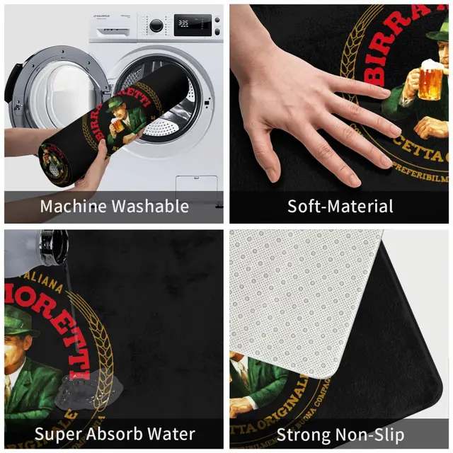 Birra Moretti Olasz Sör Alkoholos Ital Szőnyeg Dekoráció Klasszikus Antislip Bársony Könnyű Luxus - Image 6