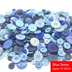 Vibrant Assorted Resin Buttons - 50g Pack for Crafting & DIY Projects (Blue Series)