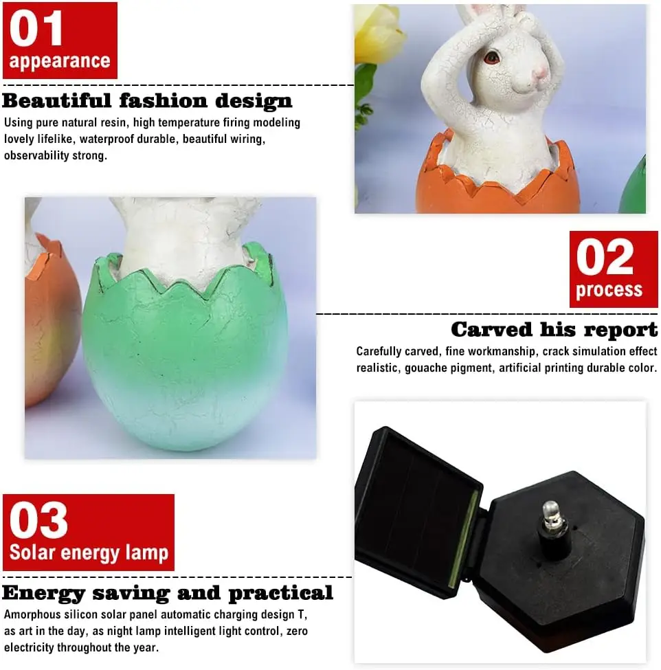 Easter Bunny Solar Ground light Outdoor Lawn Lamp Floor Lamp Cartoon Animal Rabbit Decorative Garden Courtyard Landscape ﻿