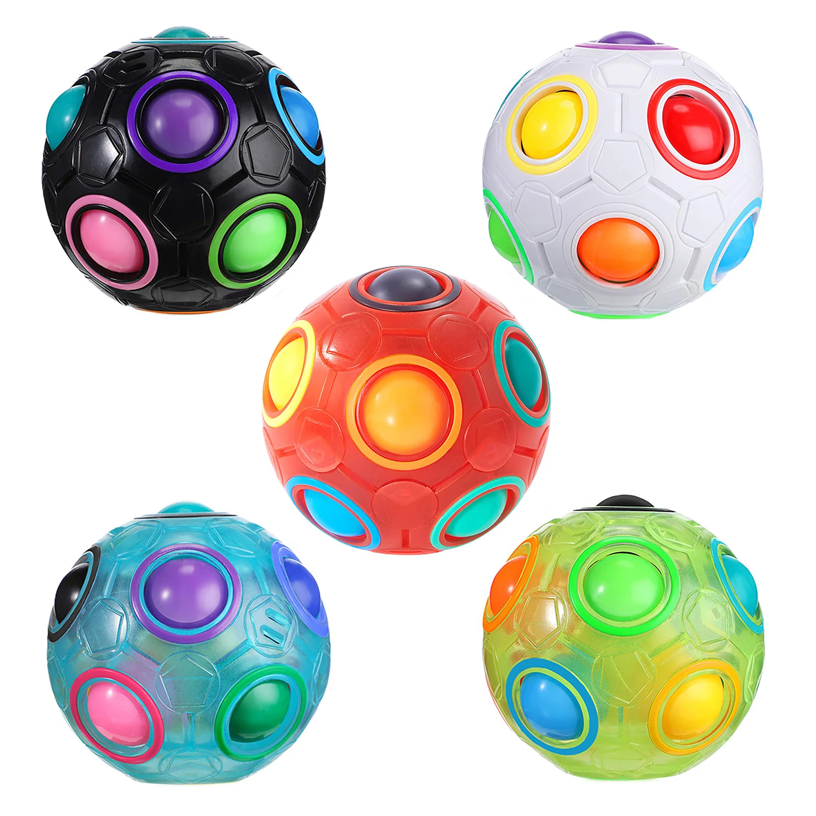 Magic Cube Puzzle Rainbow Ball Puzzle Football Fidget Toy Luminous 3D Brain Teasers Anti Stress Relief Educational Game Kids Adults