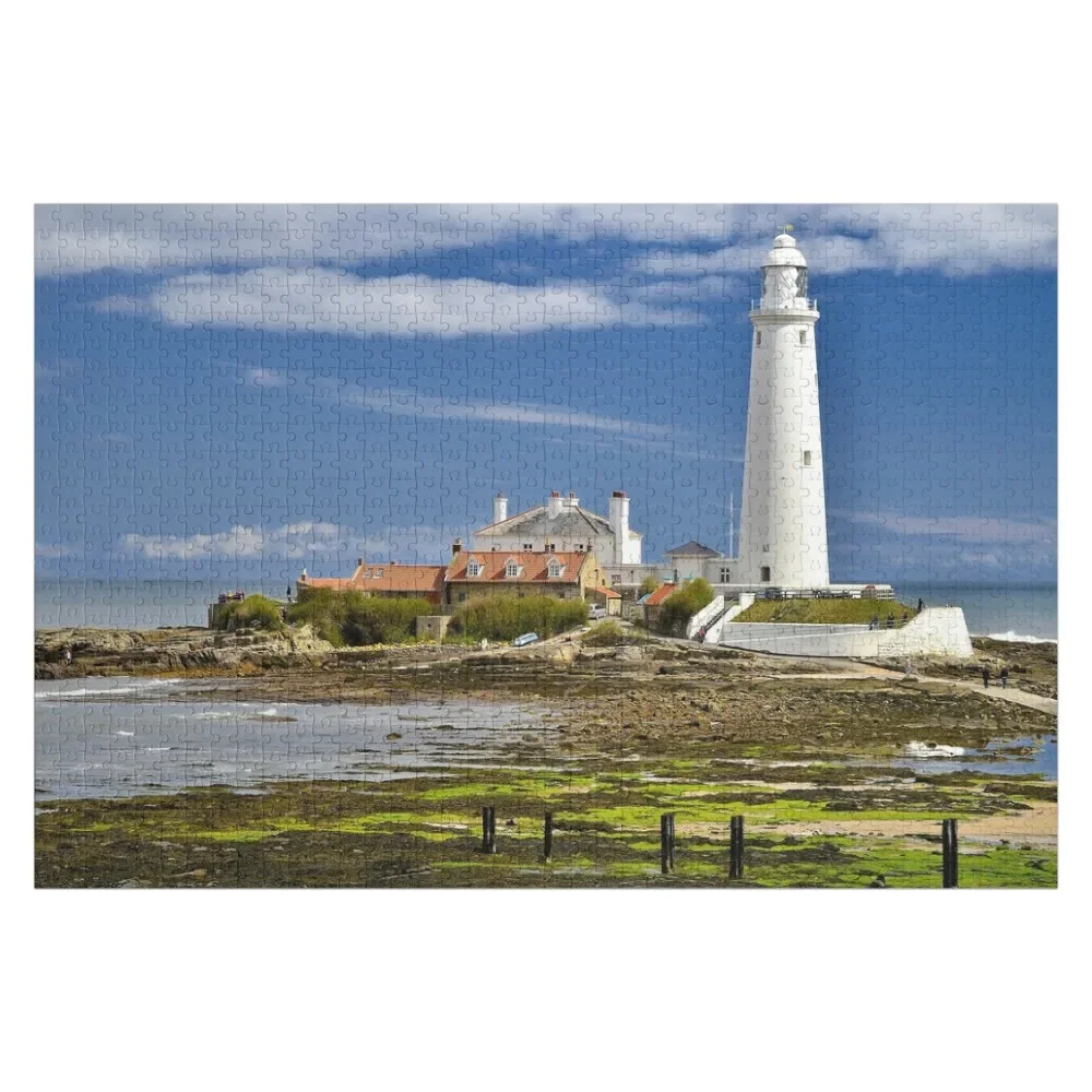 

St. Mary's Lighthouse, Whitley Bay, Tyne and Wear Jigsaw Puzzle With Personalized Photo Wooden Name Puzzle