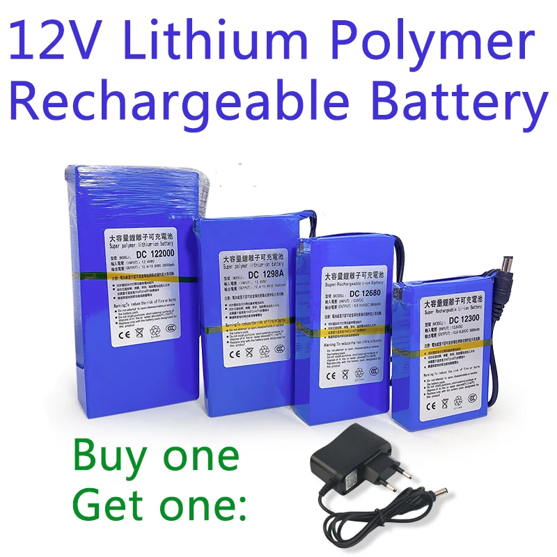 

12V Battery Charge Protective DC 12V 20000mAh Lithium Polymer Super Rechargeable Battery Backup Li-ion 12V Battery Pack