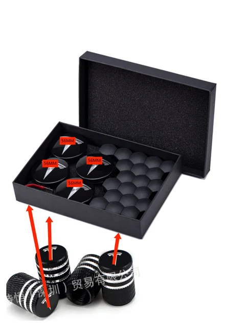 56MM 4PCS 25PCS 29PCS Wheel Center Hub Caps for T-es la Model 3/SX Y Center Cap Set & Wheel Lug Nut Cover Kit T esla Decorations Black 29PCS BOX