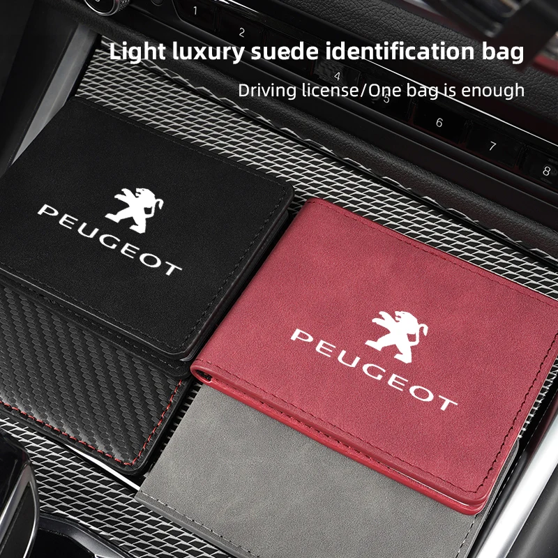 Car Driver's License Card Holder Suede Card Bag for Peugeot 208 3008 206 308 2008 207 107 508 607 106 406 407 307 301 5008 4008