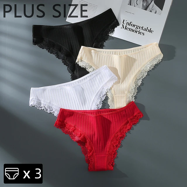 3PCS Women's Panties Sexy Lace Plus Size Briefs Underwear Comfortable  Breathable Panty for Female Low-Rise Intimates Underpants - AliExpress