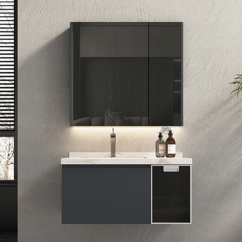 

New Style Wall Mounted Black Toilet Cabinet 36 Inch Bathrooms Vanity Set With Sink