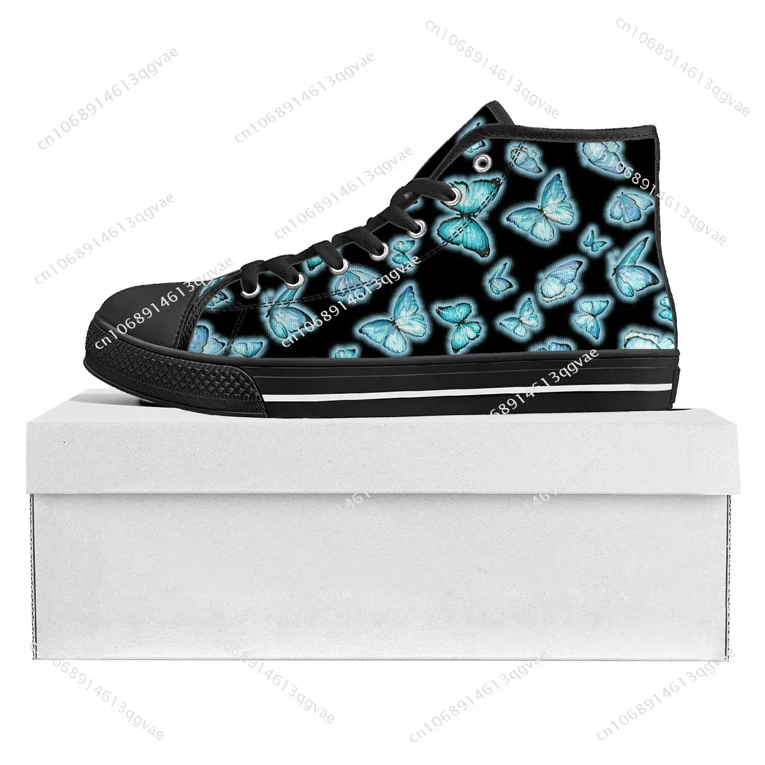 Butterfly Prints High Top High Quality Sneakers Mens Womens Teenager Canvas Sneaker Custom Made Shoe Casual Couple Shoes Black