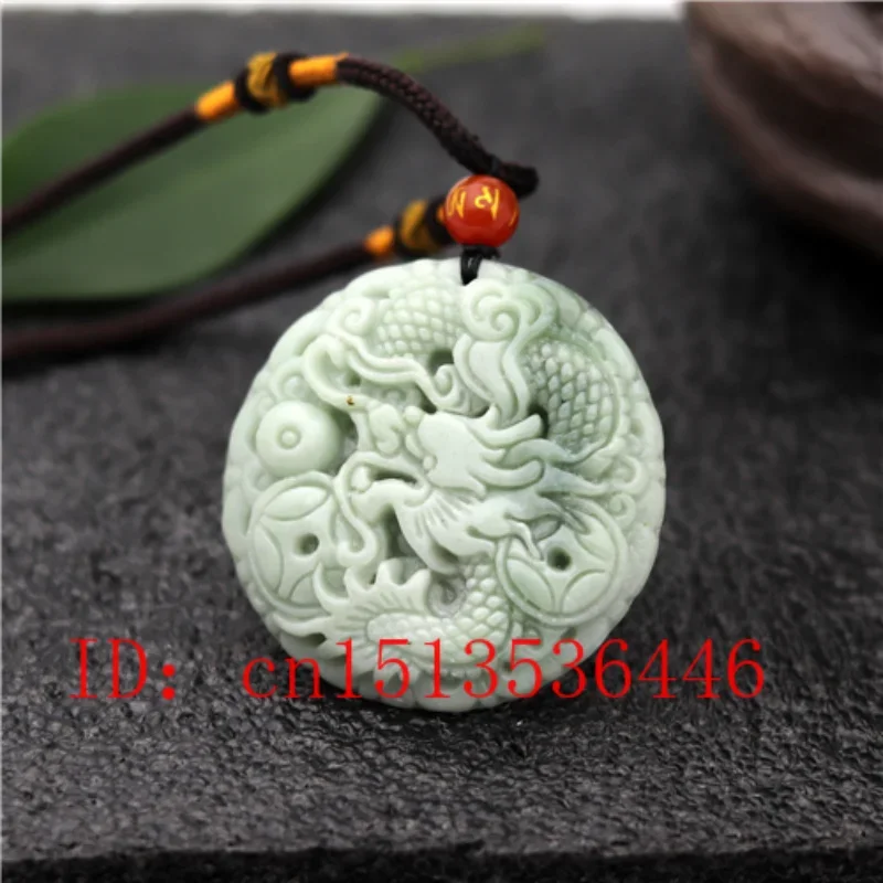 Natural White Green Jade Money Dragon Pixiu Carved Pendant Necklace Charm Jewellery Fashion Lucky Amulet Gifts Women Man