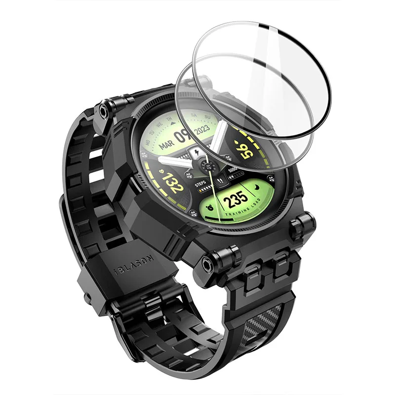

For Samsung Galaxy Watch 5 Pro Watch Band 45mm I-BLASON Armorbox Rugged Durable TPU Band with Built-in 2-Pack Screen Protector