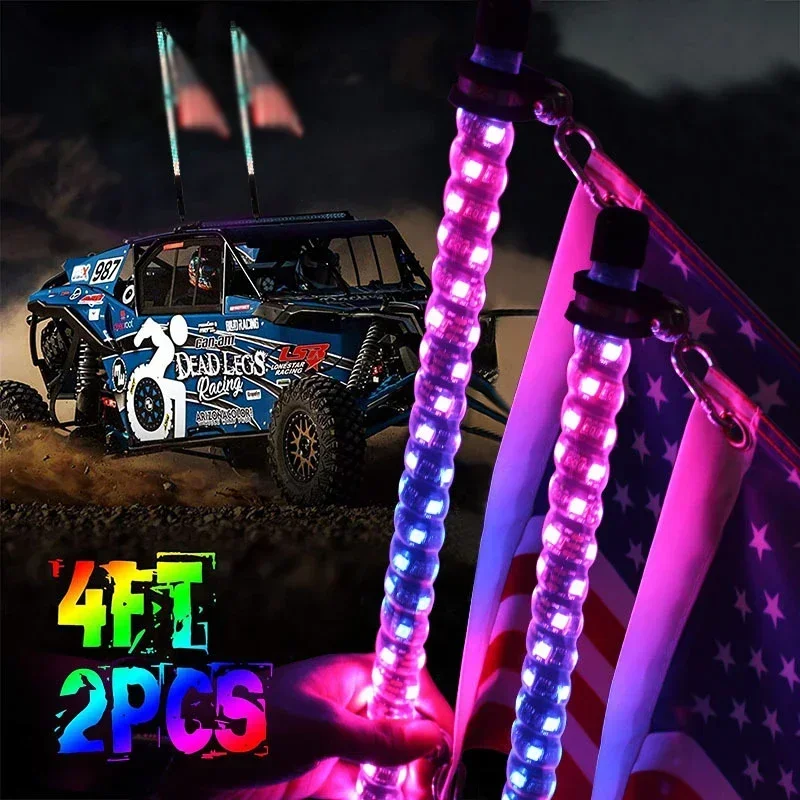 3FT Led Whip Light Led Car Led Light RGB Waterproof Bendable Remote APP Music Control LED Flagpole Lamp for SUV ATV UTV RZR