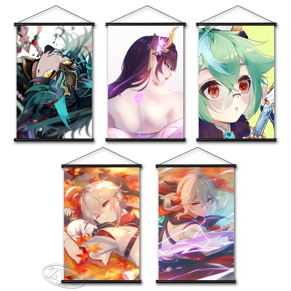 

Genshin Impact Poster Canvas Game Wall Art Klee Painting Lisa Mural Print Xiao Pictures Living Room Decorative Hanging Scrolls