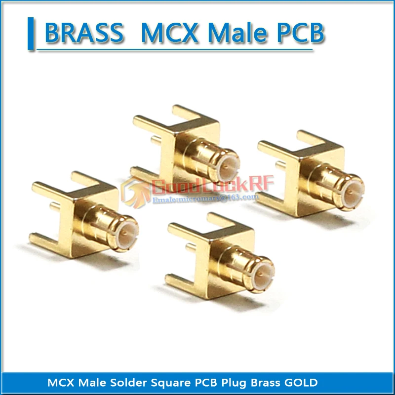 

1X Pcs MCX Male Solder Square PCB 5 Pin bord type Plug GOLD Plated Brass PTFE MCX Socket RF Connector