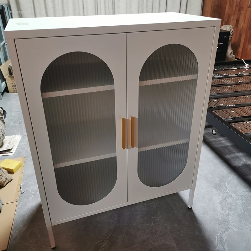 Modern Wrought Iron Sideboard Wine Tea Cabinet Simple Living Room Storage Cabinet Kitchen Storage Tableware Home Display