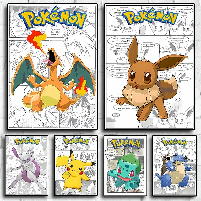 Affiches Pokémon pour Décoration de Chambre d'Enfant, Pikachu Bulbasaur  Charizard Sicilax, Peinture sur Toile, Imprimés d'Art Mural Anime, Cadeaux,  Jouet - AliExpress