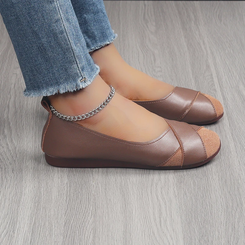 Women's Flats Shoes Loafers Casual Barefoot Moccasin Woman Slip-on Comfortable Spring Elegant Low Heels