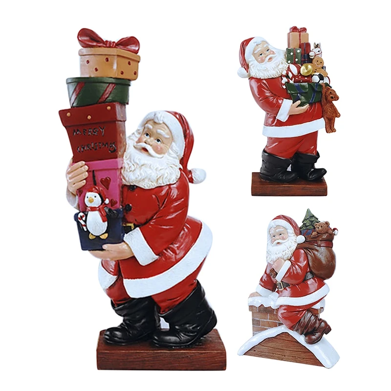 

New 1Pcs Santa Claus Sculpture Christmas Doll Resin Ornament Figurine Holiday New Year Hristmas Table Decoration