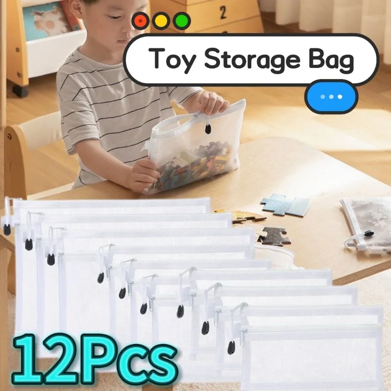 Puzzle Storage Bag Children Building Blocks Small Toys Special Sorting Transparent Mesh Gauze Zipper Bag