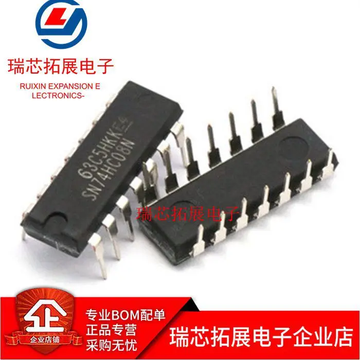 

30pcs original new 74HC08N SN74HC08N DIP14 4-way 2-input positive AND gate logic IC