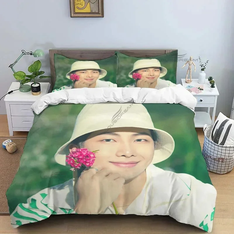 Korean Fashion Singer Group Kpop Jung Kook SUGA Jimin Bedding Set,Duvet Cover Bed Set Quilt Cover Pillowcase,King Queen Size 2