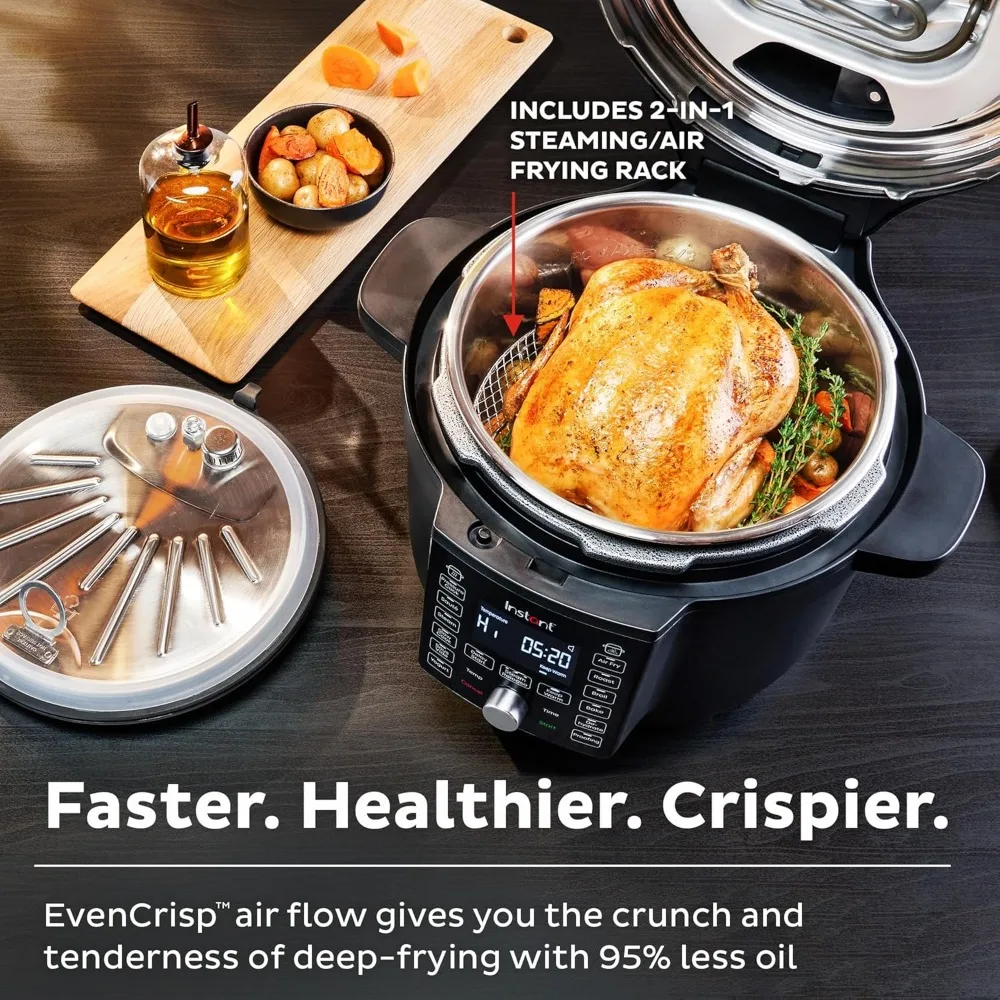 Duo Crisp Ultimate Lid, 13-in-1 Air Fryer and Pressure Cooker Combo, Sauté, Slow Cook, Bake, Steam, Warm, Roast, Dehydrate 6