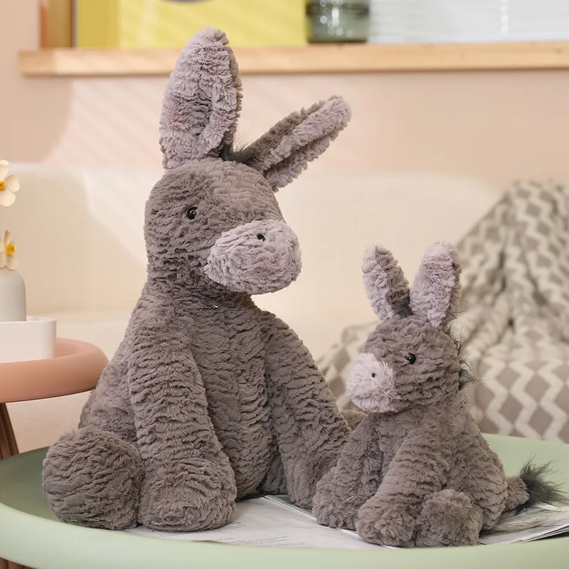 23/40/60CM Cute Burro Peluche Toys Lovely Grey Donkey Plush Dolls Stuffed Soft Animal for Baby Infant Birthday Room Decor Gifts