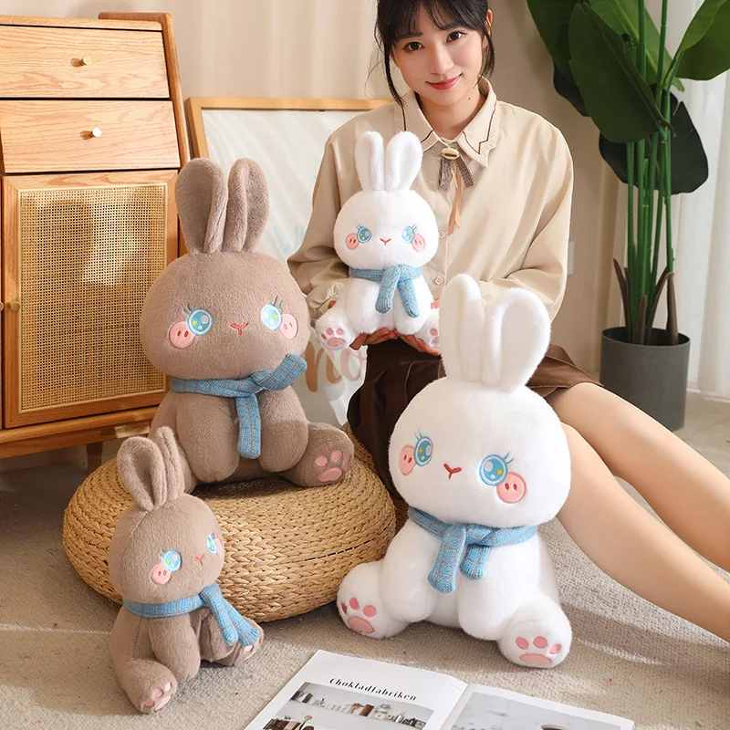 Super Soft 30/50cm Bunny Plush Toys Cute Stuffed Animal Rabbit Dolls With Swinging Scarf Kawaii Throw Pillow for Girl Kids Gifts